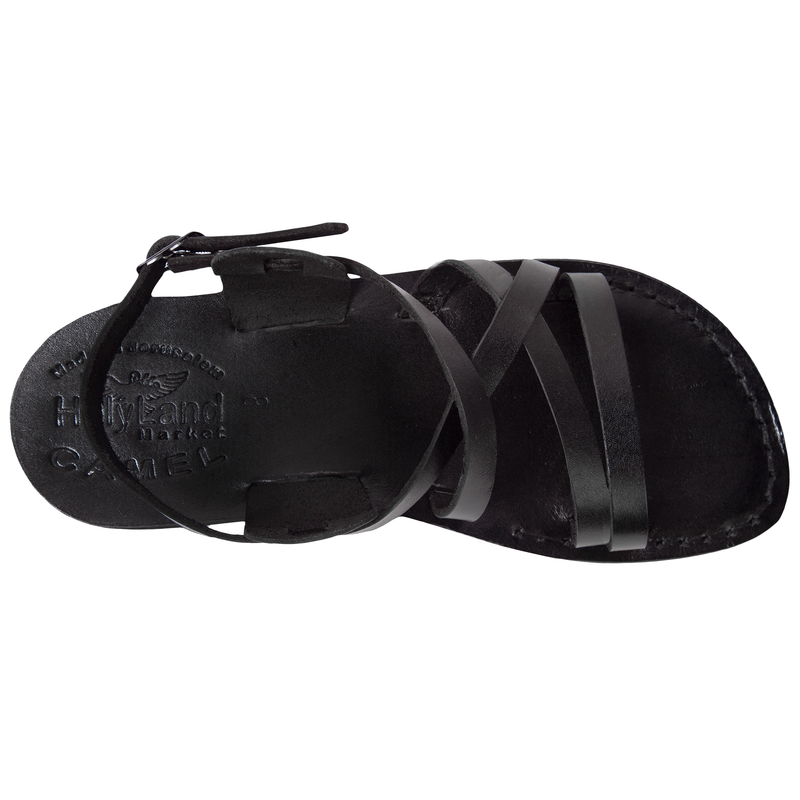 Holy Land Market Men/Women Biblical Jesus Leather Sandals/Slides From Jerusalem (Black Style II)