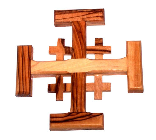 Cruz de Madera de Olivo de Jerusalén de 4 Pulgadas