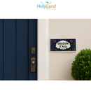 Holy Land Market Decorative Ceramic Shalom Y'ALL Tile Plaque, Blue Floral Design, 6 x 2.75 inches, Made in Israel