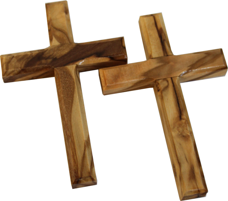 Holy Land Market Pair ( 2 ) of 3.75 Inch Olive Wood Wall Hanging Crosses from Bethlehem