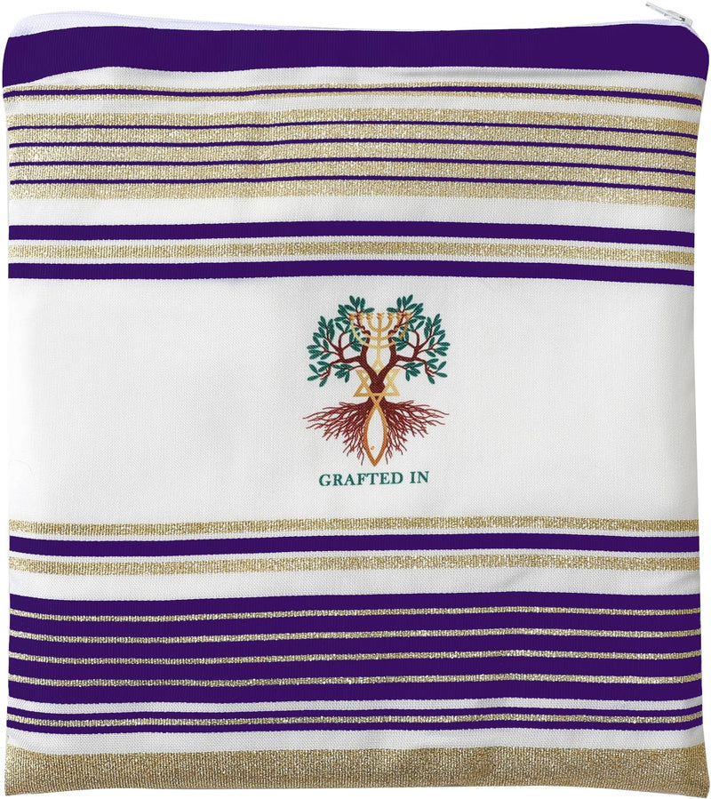 Holy Land Market Grafted IN - Messianic Christian Prayer Shawl/Tallit Prayer Shawl - Creation and Restoration Talit (Black)
