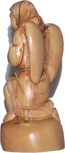 Small Praying kneeling Angel - carved in olive wood (13.5cm or 5.4 Inches)