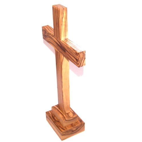 Holy Land Market Standing or Table Altar Olive Wood Cross