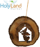 Holy Land Market Complete 7-Piece Olive Wood Bark Ornament Set - Inspirational Natural Wooden Christmas Decorations, Hand Carved in Bethlehem - Unique Christmas Ornaments & Decor Nativity Story Set