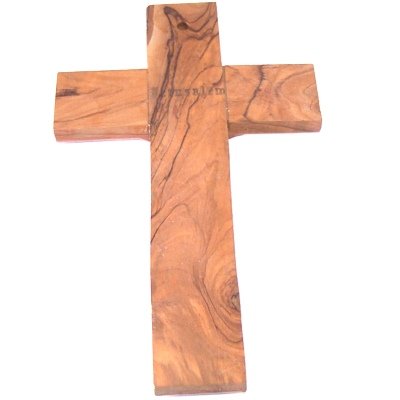 Holy Land Market Olive Wood Cross with Crucifix Carved by Laser - an Icon of Faith (7.5 inches or 19 cm)