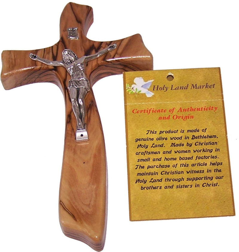 Holy Land Market Olive Wood Crucifix - Contemporary and Modern (20 cm OR 8 Inches)