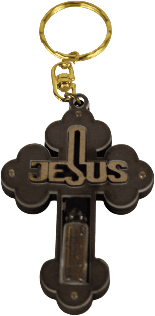 Mercado de Tierra Santa llavero de cruz de Jesús grueso grande con muestras religiosas (3.25 x 2.25 pulgadas) con muestra de suelo de la Tierra Santa