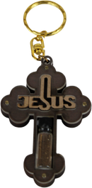 Holy Land Market Religious samples thick large Jesus Cross keys ring (3.25 x 2.25 inches) with Soil Sample from the Holy Land