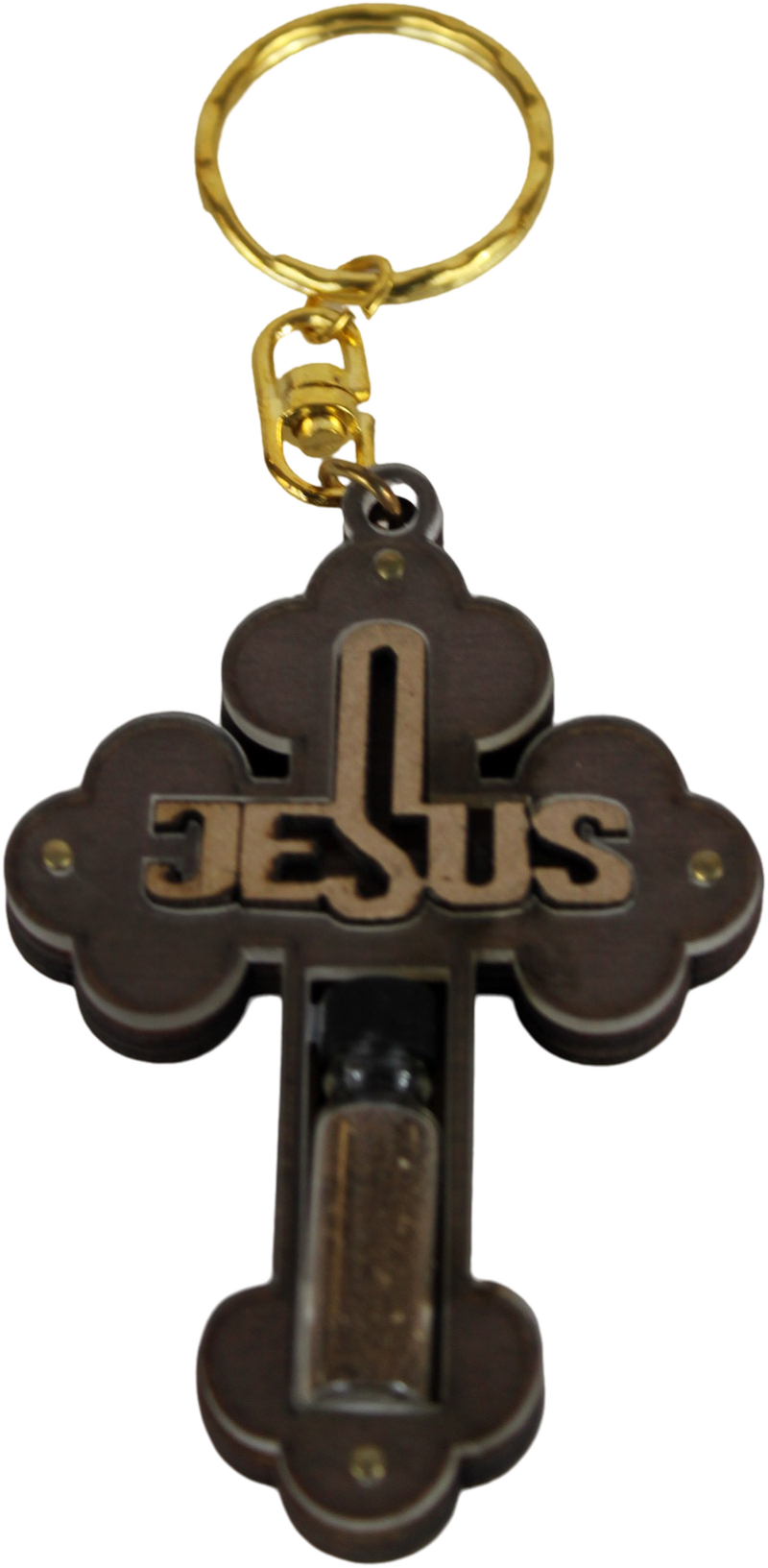 Holy Land Market Religious samples thick large Jesus Cross keys ring (3.25 x 2.25 inches) with Soil Sample from the Holy Land