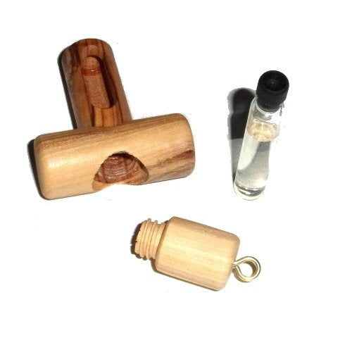 Olive wood Cross with Jordan river water Ampoule - can be opened ( 6cm or 2.5 inches ) - Olive wood with Certificate