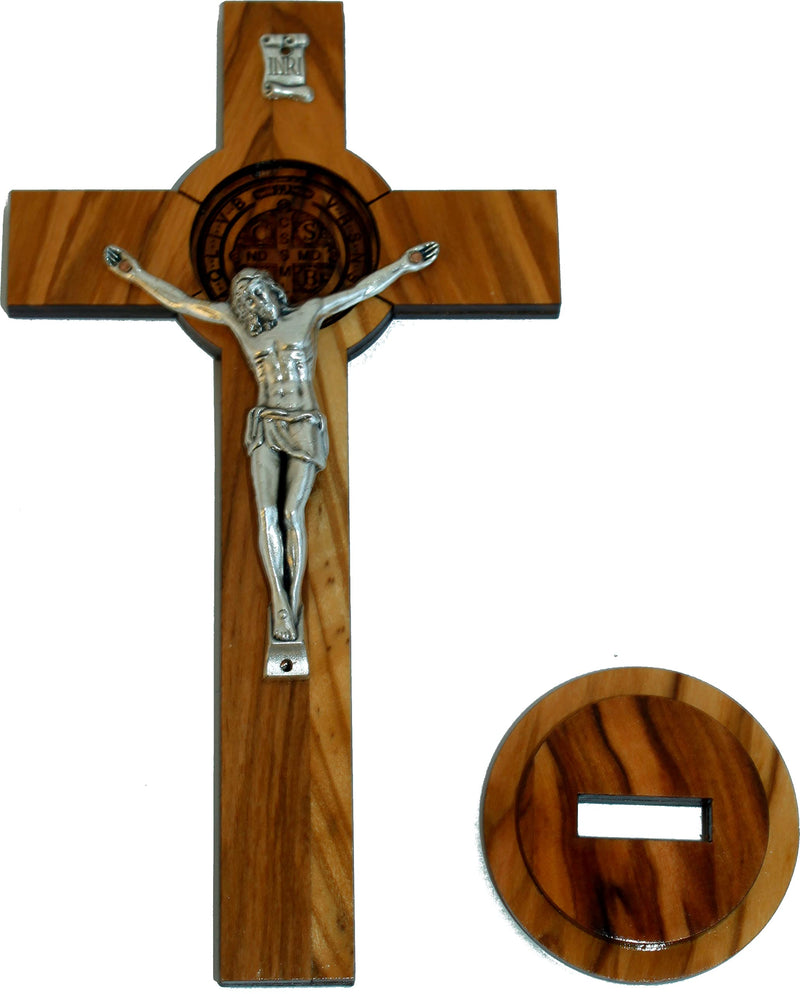 Holy Land Market Olive Wood Table and Wall St. Benedict Crucifix ( 6.75 Inches )