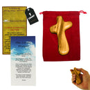 Mercado de Tierra Santa Cruz de Confort/Sostenimiento También Conocida como Cruz de Palma o Mano Con Bolsa de Terciopelo y Dos Certificados (4 Pulgadas)