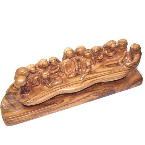 Olive wood Last Supper - one piece modern or abstract design (27x10 cm or 10.5x4 inches )