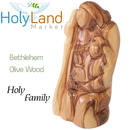 Estatua de la Sagrada Familia tallada a mano en madera de olivo – Escena de nacimiento de la Sagrada Familia de Belén – Decoración navideña de 4” para el hogar o la iglesia con folleto de la historia del nacimiento, certificado y tarjeta de oración