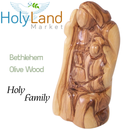 Holy Land Market Hand-Carved Olive Wood Holy Family Statue – Holy Family Nativity Scene from Bethlehem – 4” Christmas Decor for Home or Church with Nativity Story Booklet, Certificate & Prayer Card