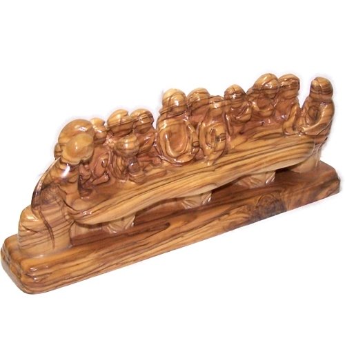 Olive wood Last Supper - one piece modern or abstract design (27x10 cm or 10.5x4 inches )