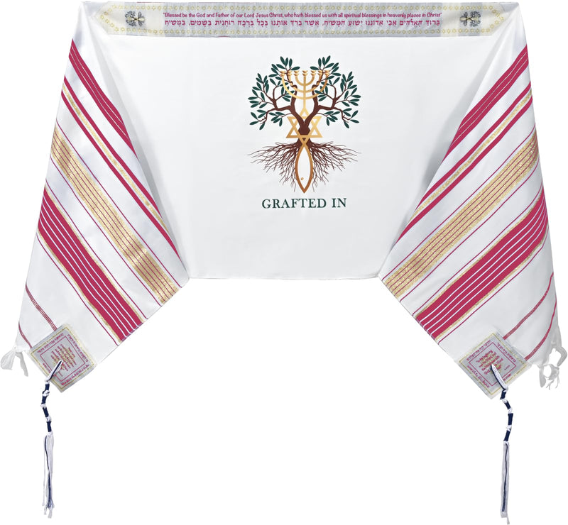 Holy Land Market Grafted IN - Messianic Christian Prayer Shawl/Tallit Prayer Shawl - Creation and Restoration Talit