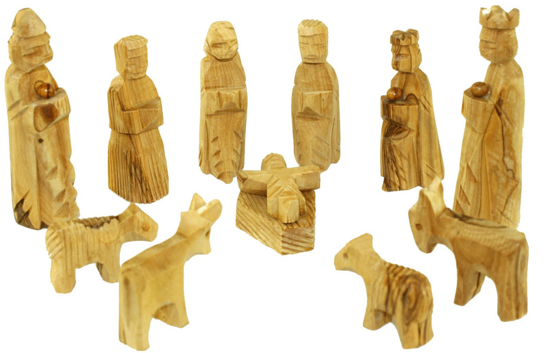 Olive Wood Miniature Nativity Set (12 Pieces Set) - 5 Inches