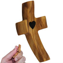 Holy Land Market Olive Wood Pocket Fidget Worry Thumb Crosses – Hand-Carved Prayer Crosses with Certificates & Velvet Pouches for Anxiety and Stress Relief