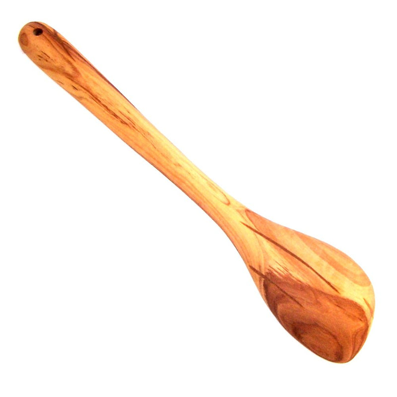 Large Hand Carved Olive Wood Corner or Pointed Spoon/Spatula - (13.5 Inches) - Asfour Outlet Trademark