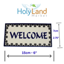 Holy Land Market Welcome Painted Tile from Jerusalem - 6x3 Inches - Asfour Outlet Trademark