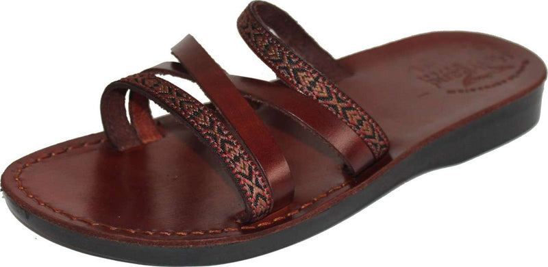 Sandalias/deslizadores de cuero/bordadas de Jesús bíblico para hombres/mujeres del Mercado de Tierra Santa de Jerusalén (Estilo San Pablo)