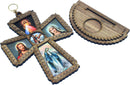 Cross with Candle stand showing holy images or pictures. Can hang or stand on table ( 8 Inches )