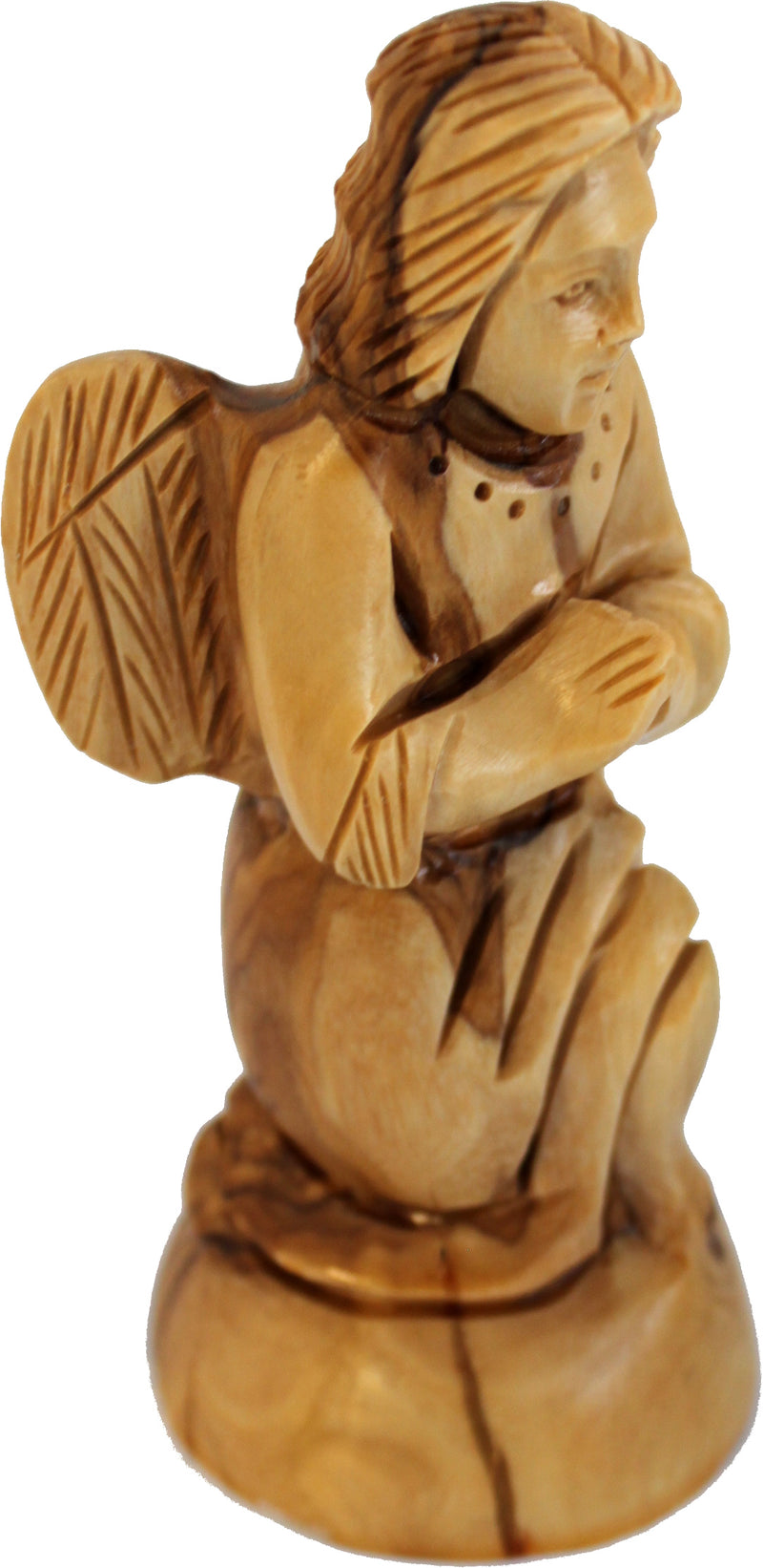 Small Praying kneeling Angel - carved in olive wood (13.5cm or 5.4 Inches)