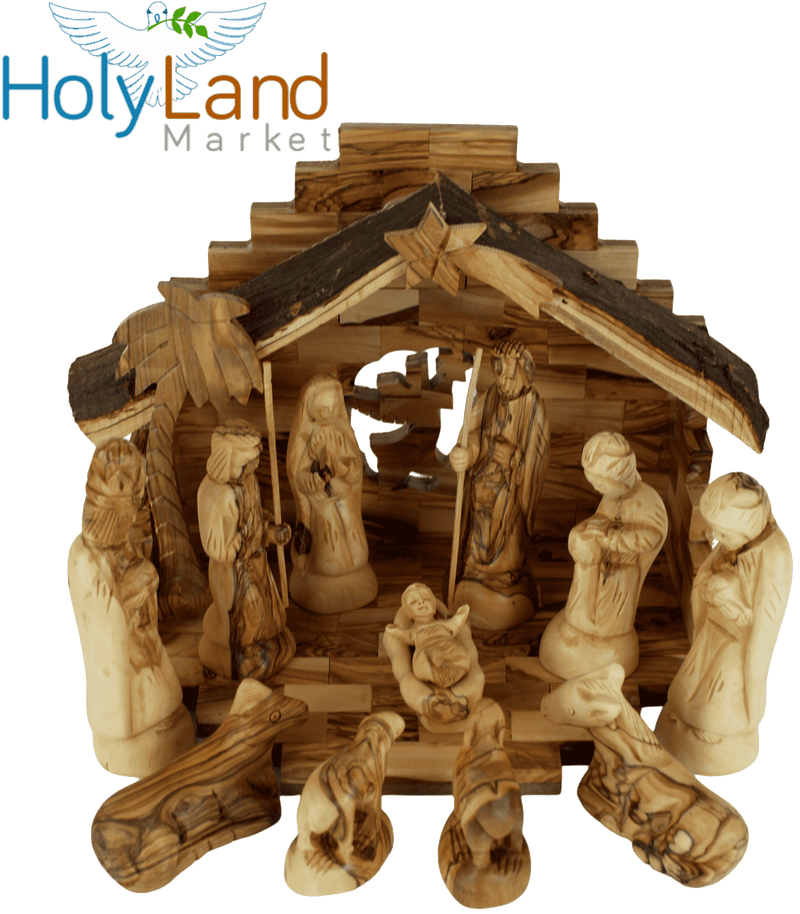 Olive Wood Nativity Set - Inspirational Christmas Decorations Indoor, Hand Carved Nativity Set for Christmas Table Decor, Bethlehem Olive Wood, Christian Home Gift