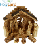 Holy Land Market Olive Wood Nativity Set - Inspirational Christmas Decorations Indoor, Hand Carved Nativity Set for Christmas Table Decor, Bethlehem Olive Wood, Christian Home Gift
