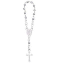 Silver finger decade Rosary with miraculous medal ( 3mm beads and 3 inches long )