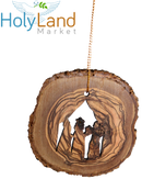 Mercado de Tierra Santa Set Completo de Adornos de Corteza de Madera de Olivo de 7 Piezas - Decoraciones Navideñas de Madera Natural Inspiradoras, Talladas a Mano en Belén - Adornos y Decoraciones Navideñas Únicas del Relato del Nacimiento