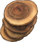 Holy Land Market Large Hand Carved Olive Wood Natural Coaster Set of 4 coasters/trivets (about 4.5-6 Inches each) - Asfour Outlet Trademark