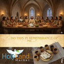 Holy Land Market 6 Olive Wood Communion Cups & Plate Set KIddush - Communion Set Hand-Carved in Bethlehem – for Church Worship, Pastors & Ministries