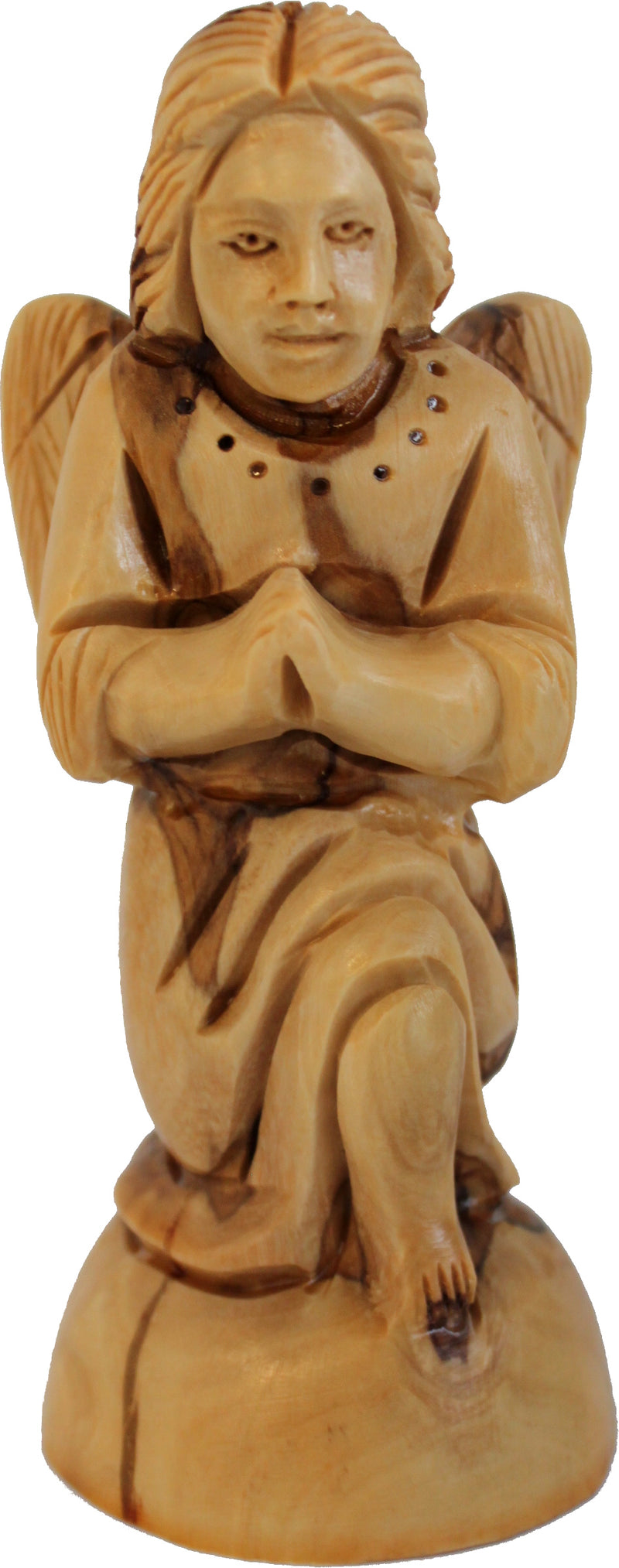 Small Praying kneeling Angel - carved in olive wood (13.5cm or 5.4 Inches)