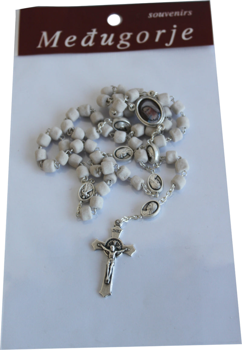 MEDJUGORJE - Rosary made from Apparition hill directly from MEDUGORJE. ( 20 inches long ) - silver cross