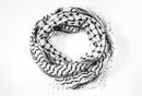 Hirbawi Premium Arabic Scarf 100% Cotton Shemagh Keffiyeh 47"x47" Arab Scarf (Black White)