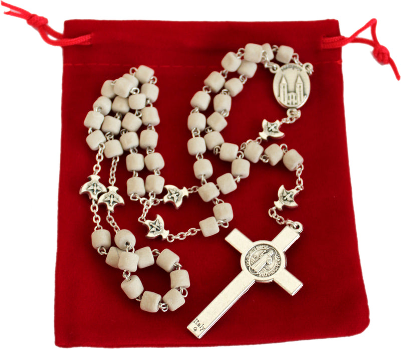 MEDJUGORJE - Rosary Made from Apparation Hill Stones directly from MEDUGORJE. (20 inches Long) - Silver Cross