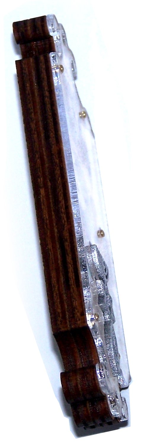 Wooden Messianic Seal Mezuzah case with Messianic Seal - 5 Inch with Scroll and Jerusalem Stones