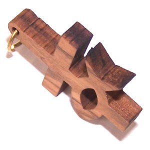 Fish and Cross Olive wood Laser pendant (6cm or 2.36" long )