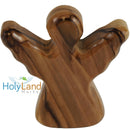 Holy Land Market Hand-Carved Olive Wood Guardian Angel from Bethlehem, 2.5 Inch Religious Figurine with Red Velvet Pouch and Certificate of Authenticity