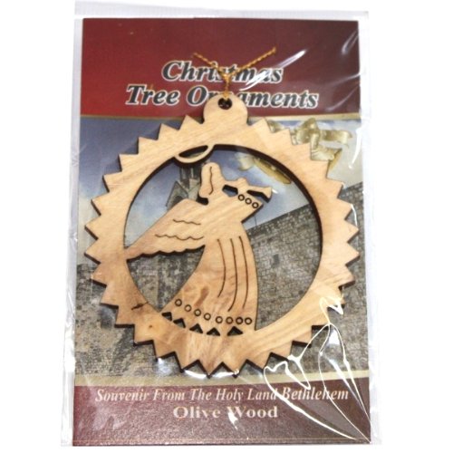 Glory to God in the Highest Angel Ornament gift carved by Laser - Olive wood ( 7 cm or 2.8 inch with certificate)