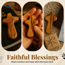 Holy Land Market Small Olive Wood Pocket / Holding Crosses With Certificates (2.5 Inches).