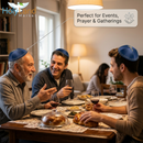 1 X Kippah con signo mesiánico bordado en satén azul marino.