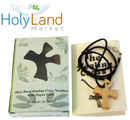 Olive wood Healing Cross Necklace - with Prayers (1.6 x 1.2 inches) Expandable Leather Necklace