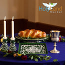 Holy Land Market Shabbat Candlesticks Set - Colorful Ceramic Shabbat Candle Holders Set with Matching Plate for Holidays
