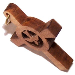 Holy Spirit Olive wood Dove Cross Laser(3.5x2.7 cm or 1.4x1.1")