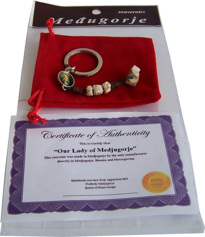 MEDJUGORJE - Peace Peace Peace keys ring from Apparation hill stones and ship...