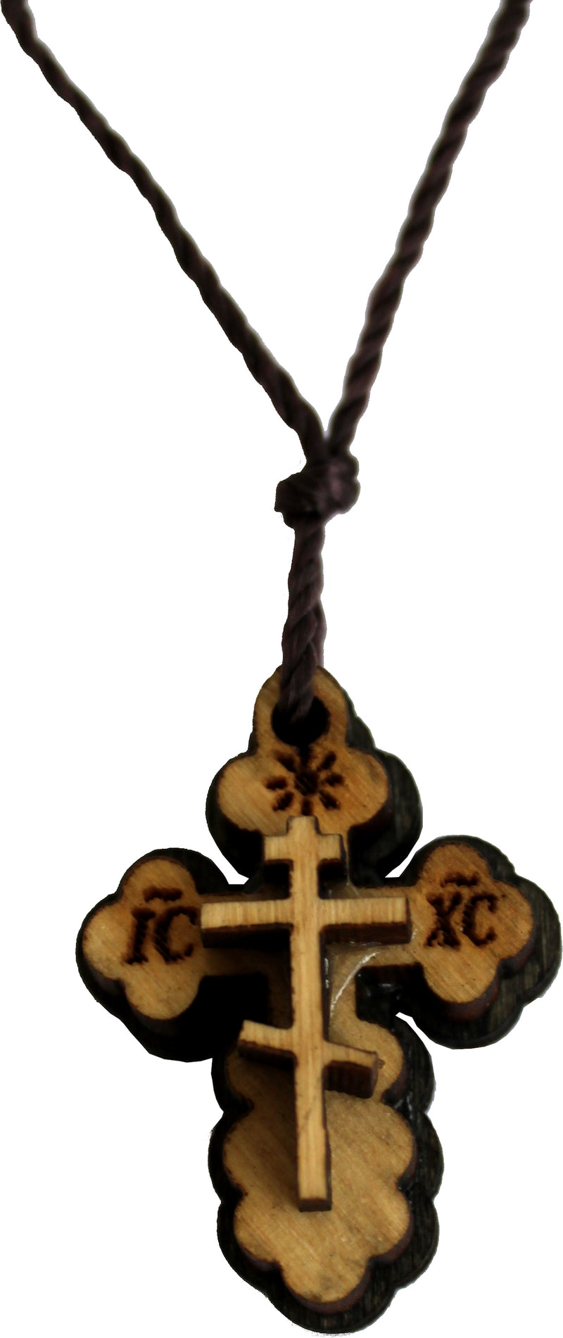 Eastern or Orthodox olive wood Cross necklace