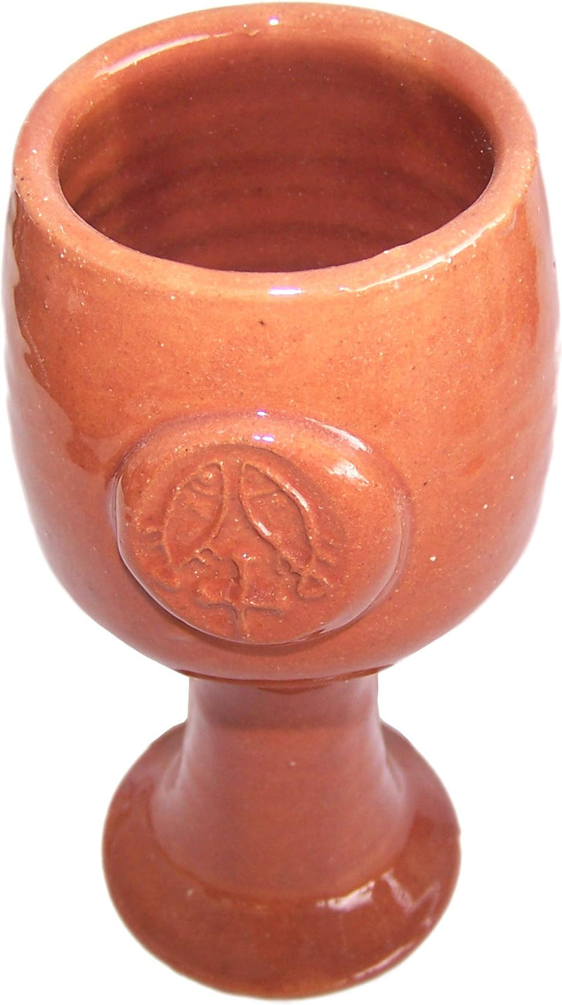 Holy Land Market Terra Cotta Biblical Wine Goblet Communion Chalice - Brown